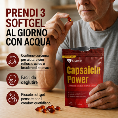 Livitalis Capsaicin Power™ — Softgel al Peperoncino di Cayenna